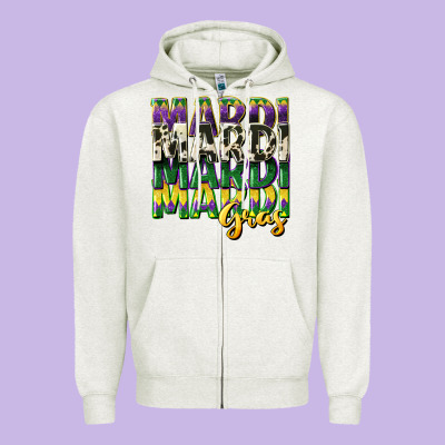 Cowhide Mardi Gras Zipper Hoodie Designed By Cowgirlartshop