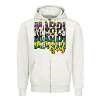 Oatmeal Heather cowhide mardi gras Zipper Hoodie - CowGirlArtShop
