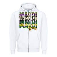 White cowhide mardi gras Zipper Hoodie - CowGirlArtShop