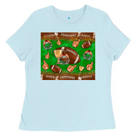 Baby Blue football leopard Ladies Tee - NancyCooperArtShop