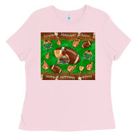 Bubblegum Pink football leopard Ladies Tee - NancyCooperArtShop