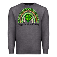 Charcoal Heather Happy St. Patrick's Day rainbow Premium Sweatshirt - OliviaCreatesArt