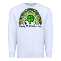 White Happy St. Patrick's Day rainbow Premium Sweatshirt - OliviaCreatesArt
