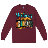 Burgundy yeehaws and hellnaws Long Sleeve Tee - Jasminsmagicworld