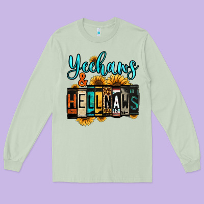 Yeehaws And Hellnaws Long Sleeve Tee Designed By Jasminsmagicworld