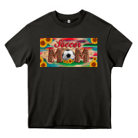 Asphalt soccer mom with ball and sunflower and serape licanse plate Heavy Core Tee - Artiststas