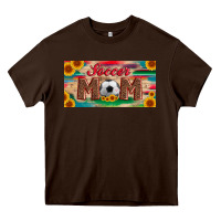 Chocolate Brown soccer mom with ball and sunflower and serape licanse plate Heavy Core Tee - Artiststas