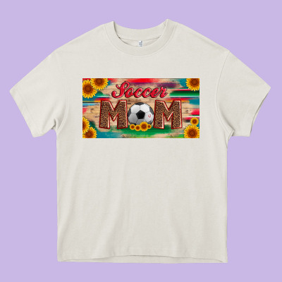 Soccer Mom With Ball And Sunflower And Serape Licanse Plate Heavy Core Tee Designed By Artiststas