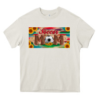 Cream soccer mom with ball and sunflower and serape licanse plate Heavy Core Tee - Artiststas