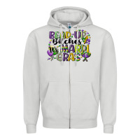 Dove Grey bead up bitches its mardi gras Zipper Hoodie - CowGirlArtShop