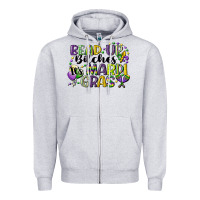 Heather Grey bead up bitches its mardi gras Zipper Hoodie - CowGirlArtShop