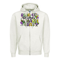 Oatmeal Heather bead up bitches its mardi gras Zipper Hoodie - CowGirlArtShop