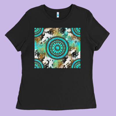 Gemstone Leopard Cowhide Ladies Tee Designed By Nancycooperartshop