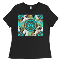 Black gemstone leopard cowhide Ladies Tee - NancyCooperArtShop