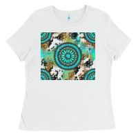 White gemstone leopard cowhide Ladies Tee - NancyCooperArtShop