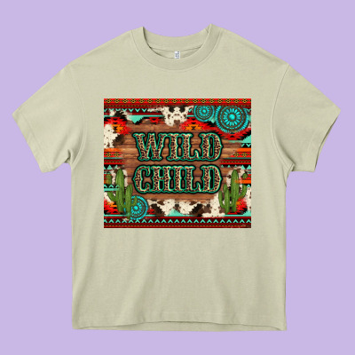 Wild Chıld Aztec Gemstone And Cactus Heavy Core Tee Designed By Artiststas