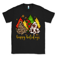 Black happy holidays with christmas tree Classic Tee - MaliasSmallBusiness