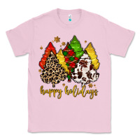 Bubblegum Pink happy holidays with christmas tree Classic Tee - MaliasSmallBusiness