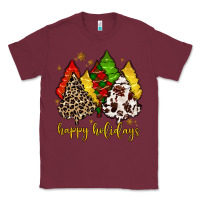 Burgundy happy holidays with christmas tree Classic Tee - MaliasSmallBusiness