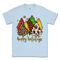 Dusty Blue happy holidays with christmas tree Classic Tee - MaliasSmallBusiness