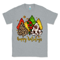 Heather Grey happy holidays with christmas tree Classic Tee - MaliasSmallBusiness