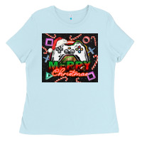 Baby Blue gamer merry christmas Ladies Tee - NancyCooperArtShop