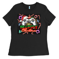 Black gamer merry christmas Ladies Tee - NancyCooperArtShop