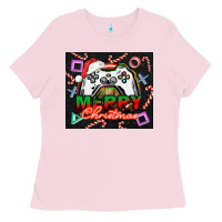 Bubblegum Pink gamer merry christmas Ladies Tee - NancyCooperArtShop