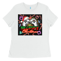 White gamer merry christmas Ladies Tee - NancyCooperArtShop