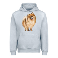 Heather Grey Pomeranian Dog Illustrations Urban Hoodie - LillyAllenDesigns