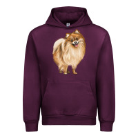 Mauve Wine Pomeranian Dog Illustrations Urban Hoodie - LillyAllenDesigns