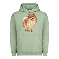 Pigment Oil Green Pomeranian Dog Illustrations Urban Hoodie - LillyAllenDesigns