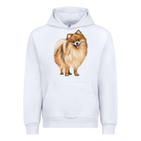 White Pomeranian Dog Illustrations Urban Hoodie - LillyAllenDesigns
