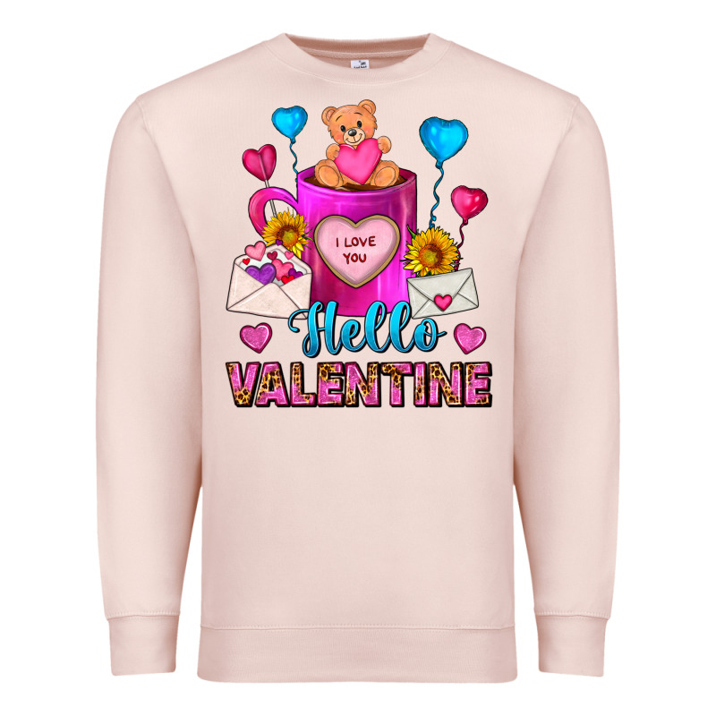 Hello Valentine Valentines Day Coffee Mug Premium Sweatshirt by FaDigitalArtStudio | Teevron