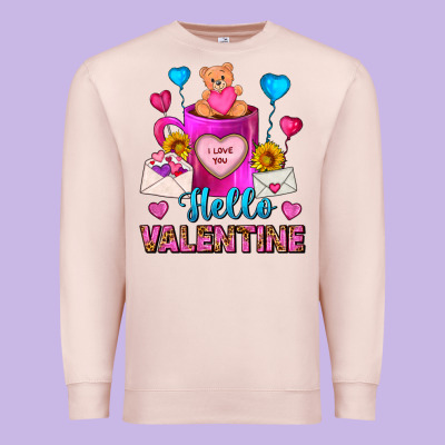 Hello Valentine Valentines Day Coffee Mug Premium Sweatshirt Designed By Fadigitalartstudio