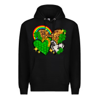 Black St. Patrick's Day hearts with leopard Premium Hoodie - HowdyJamesFarm