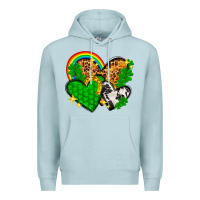 Blue Mist St. Patrick's Day hearts with leopard Premium Hoodie - HowdyJamesFarm