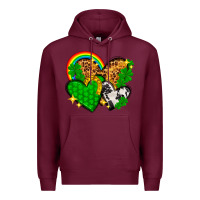 Burgundy St. Patrick's Day hearts with leopard Premium Hoodie - HowdyJamesFarm