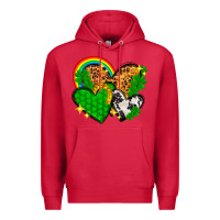 Cardinal St. Patrick's Day hearts with leopard Premium Hoodie - HowdyJamesFarm