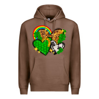 Chestnut St. Patrick's Day hearts with leopard Premium Hoodie - HowdyJamesFarm