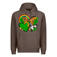 Coffee St. Patrick's Day hearts with leopard Premium Hoodie - HowdyJamesFarm