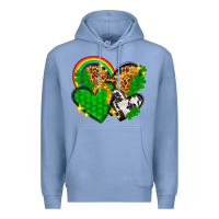 Colony Blue St. Patrick's Day hearts with leopard Premium Hoodie - HowdyJamesFarm