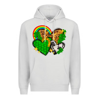 Dove Grey St. Patrick's Day hearts with leopard Premium Hoodie - HowdyJamesFarm