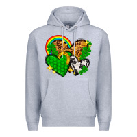 Heather Grey St. Patrick's Day hearts with leopard Premium Hoodie - HowdyJamesFarm