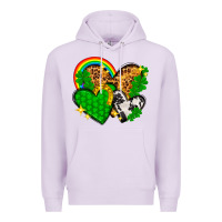 Lilac St. Patrick's Day hearts with leopard Premium Hoodie - HowdyJamesFarm