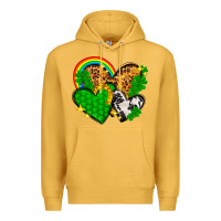 Mustard St. Patrick's Day hearts with leopard Premium Hoodie - HowdyJamesFarm