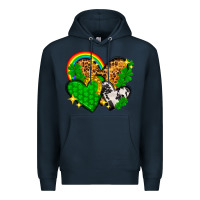 Navy St. Patrick's Day hearts with leopard Premium Hoodie - HowdyJamesFarm