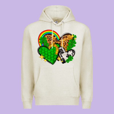 St. Patrick's Day Hearts With Leopard Premium Hoodie Designed By Howdyjamesfarm