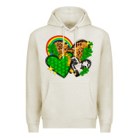 Oatmeal Heather St. Patrick's Day hearts with leopard Premium Hoodie - HowdyJamesFarm