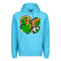 Ocean Blue St. Patrick's Day hearts with leopard Premium Hoodie - HowdyJamesFarm
